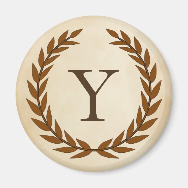 Laurel Wreath on Parchment Monogram Initial Y Magnet (Vorne)