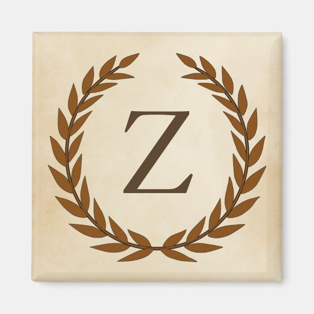Laurel Wreath on Parchment Monogram Initial Z Magnet (Vorne)