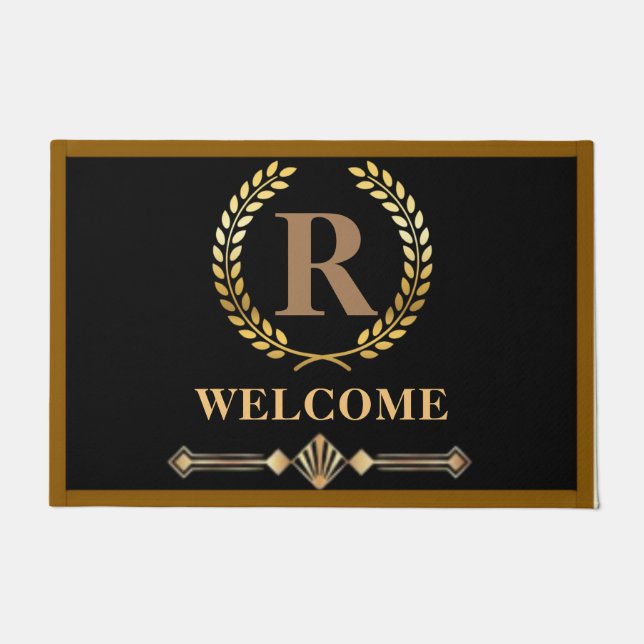Laurel Wreath Personalisierte Initial Door Mat Fußmatte (Vorderseite)