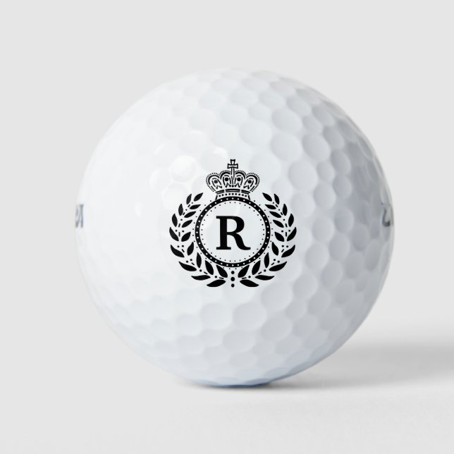 Laurel Wreath Royal Crown Monogram in Black Golfball (Vorderseite)