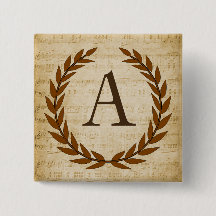 Laurel Wreath Sheet Music Monogram Initial A