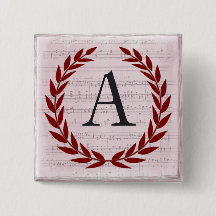 Laurel Wreath Sheet Music Monogram Initial A