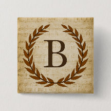 Laurel Wreath Sheet Music Monogram Initial B