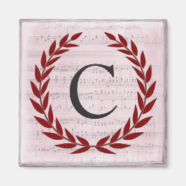 Laurel Wreath Sheet Music Monogram Initial C Magnet