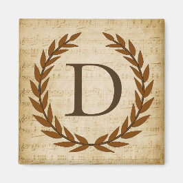 Laurel Wreath Sheet Music Monogram Initial D Magnet
