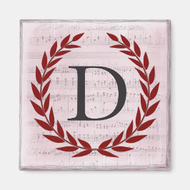 Laurel Wreath Sheet Music Monogram Initial D Magnet