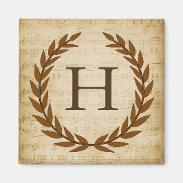 Laurel Wreath Sheet Music Monogram Initial H Magnet