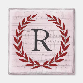 Laurel Wreath Sheet Music Monogram Initial R Magnet