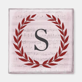 Laurel Wreath Sheet Music Monogram Initial S Magnet