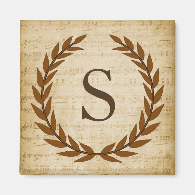 Laurel Wreath Sheet Music Monogram Initial S Magnet (Vorne)
