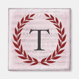 Laurel Wreath Sheet Music Monogram Initial T Magnet