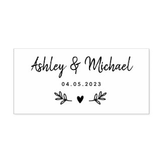 Laurels Blätter & Herz | Hochzeit Gummistempel