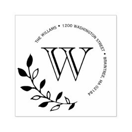 Laurels Blätter Monogram-Rücksendeadresse Gummistempel
