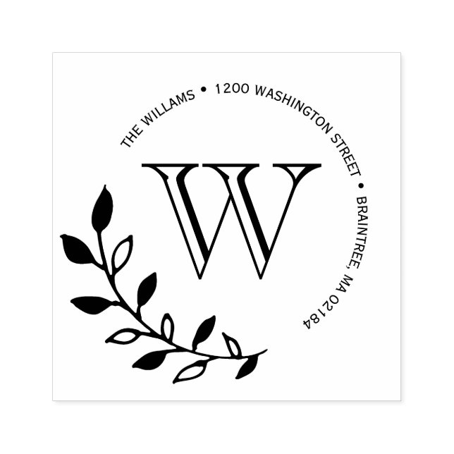 Laurels Blätter Monogram-Rücksendeadresse Gummistempel (Prägung)