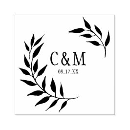 Laurels Blätter Wedding Monogram Gummistempel