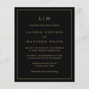Lauren Black and Gold Budget Einladung zur Hochzei