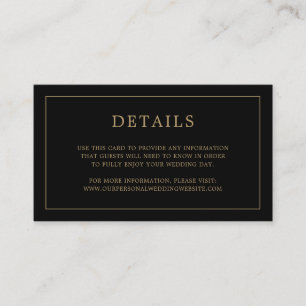 Lauren Black and Gold Monogram Elegant Wedding Begleitkarte