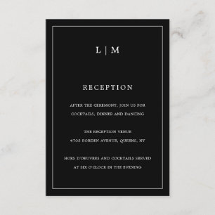 Lauren Black Monogram Elegant Wedding Begleitkarte