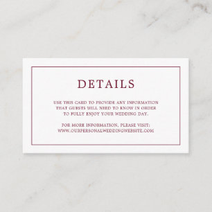 Lauren Burgundy Monogram Elegant Wedding Begleitkarte