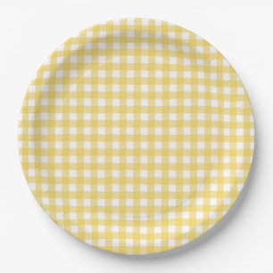 Lauren gelbe Gingham-Papierteller Pappteller
