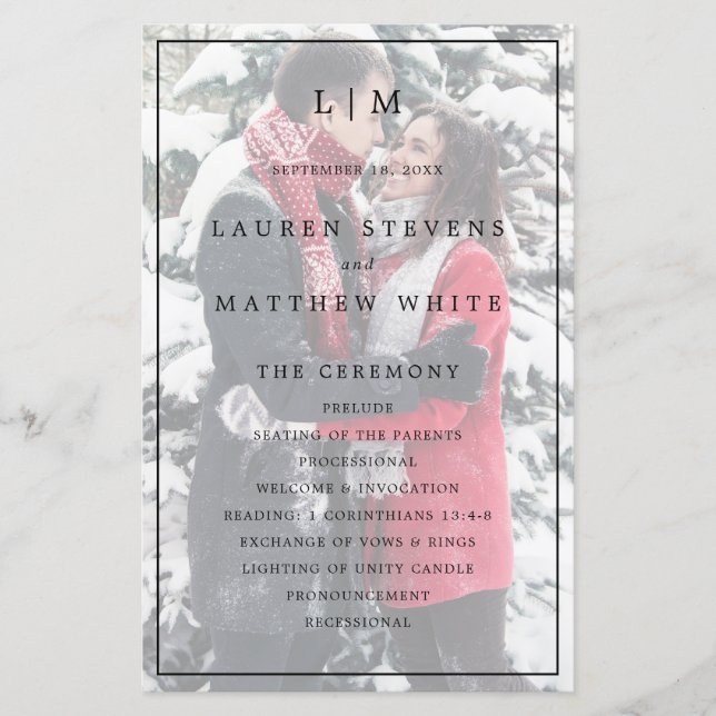 Lauren Monogram Foto Elegant Wedding (Vorderseite)