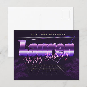 Lauren Name Vorname lila Postkarte Geburtstag