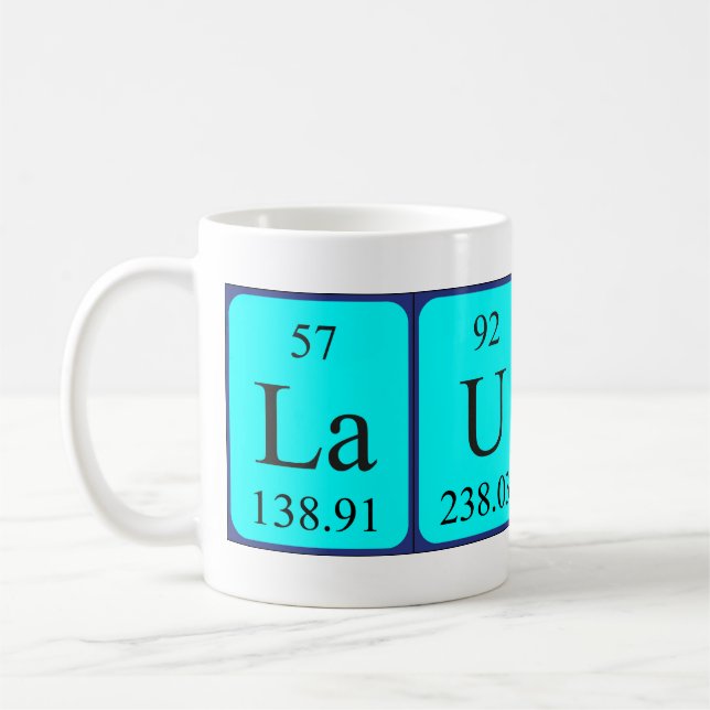 Lauren Namen-Tasse periodischer Tabelle Kaffeetasse (Links)