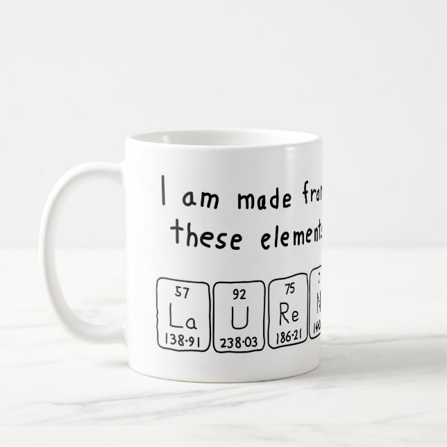 Lauren Namen-Tasse periodischer Tabelle Kaffeetasse (Links)