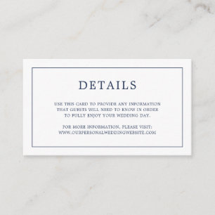 Lauren Navy Blue Monogram Elegant Wedding Begleitkarte