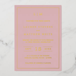 Lauren Pink Monogram Elegant Wedding Folieneinladung
