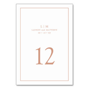 Lauren Rose Gold Monogram Elegant Wedding Tischnummer