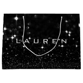 Lauren Schwarz-weiß White Glitzer Gefallen Gift Sp Große Geschenktüte