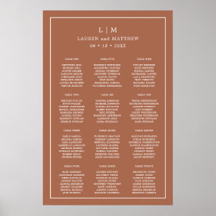 Lauren Terracotta Monogram Elegant Wedding Poster