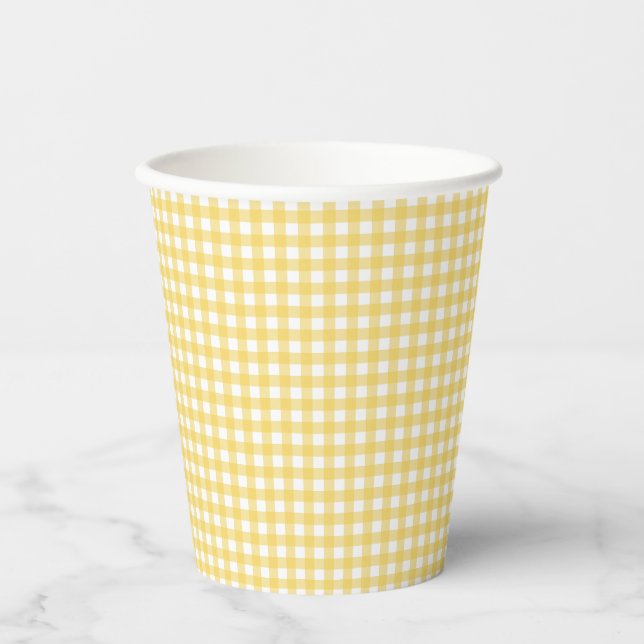 Lauren Yellow Gingham Paper Cups Pappbecher (Vorderseite)