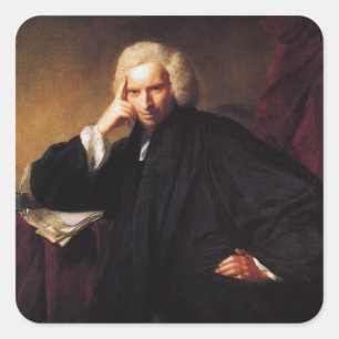 Laurence Sterne (Gemälde von Sir Joshua Reynolds) Quadratischer Aufkleber