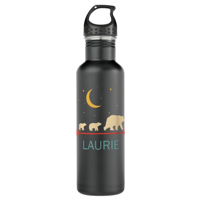 Laurie Name Geschenk Personalisierten Mama Bär mit Edelstahlflasche (Vorderseite)