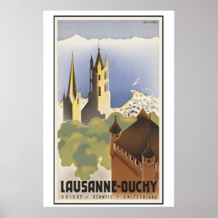 Lausanne Ouchy Schweiz Vintage Reiseposter Poster