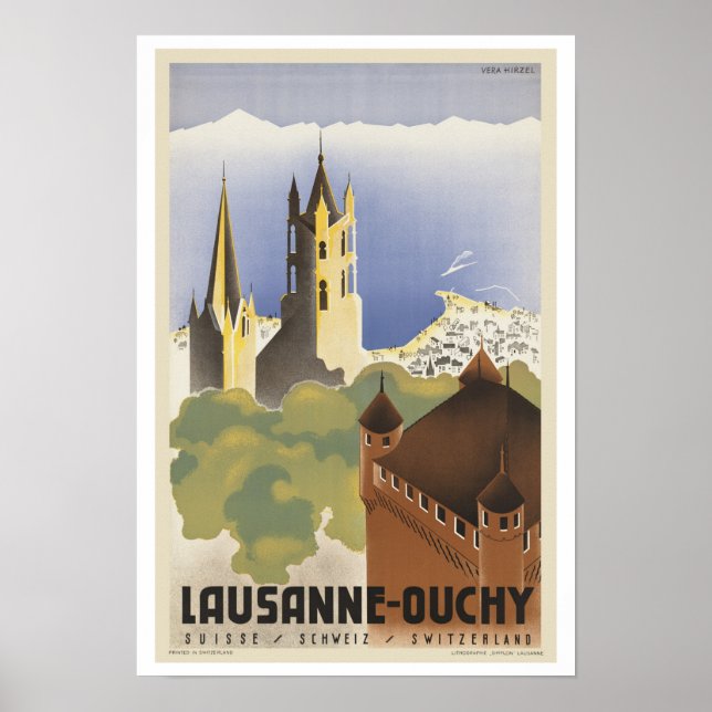 Lausanne Ouchy Switzerland ~ Vintage Travel Europe Poster (Vorne)