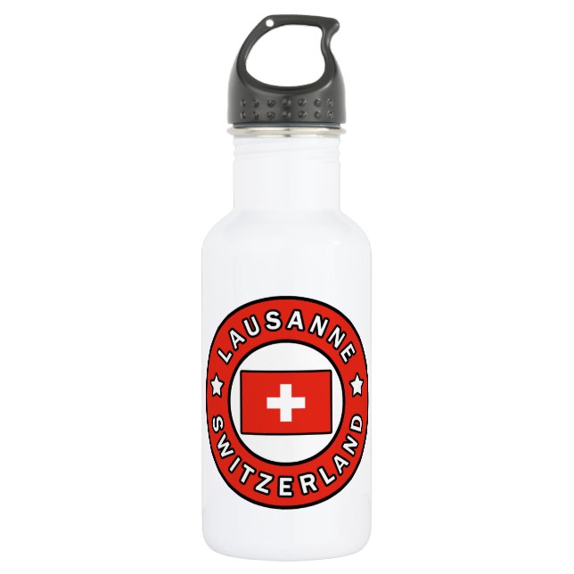 Lausanne Schweiz Edelstahlflasche (Vorderseite)