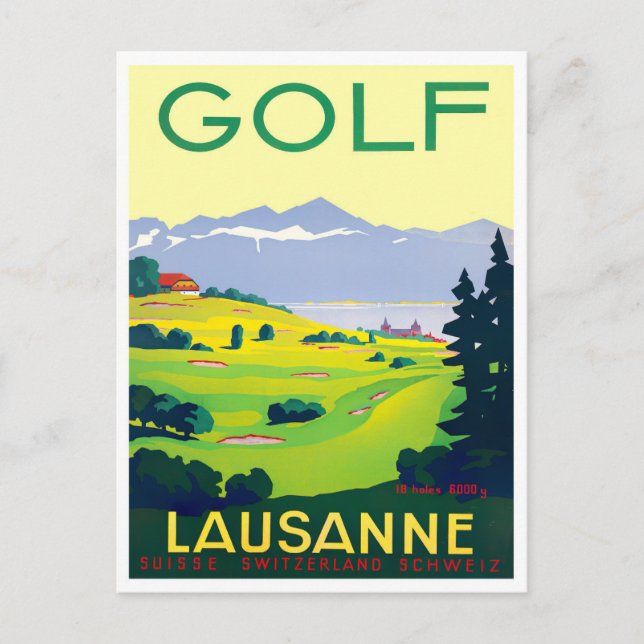 Lausanne Schweiz Golf Vintage Postkarte (Vorderseite)