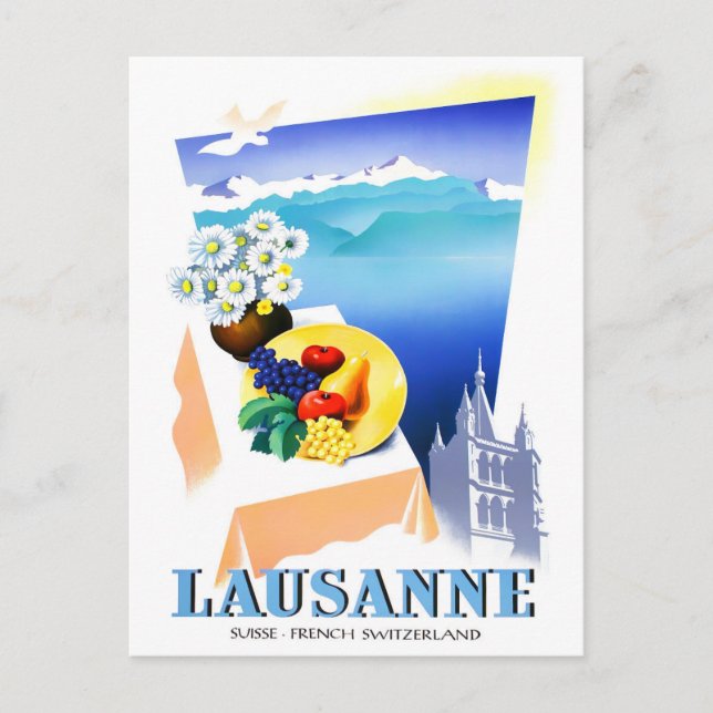 Lausanne Schweiz Jahrgang Reise Postkarte (Vorderseite)