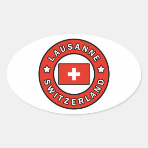 Lausanne Schweiz Ovaler Aufkleber