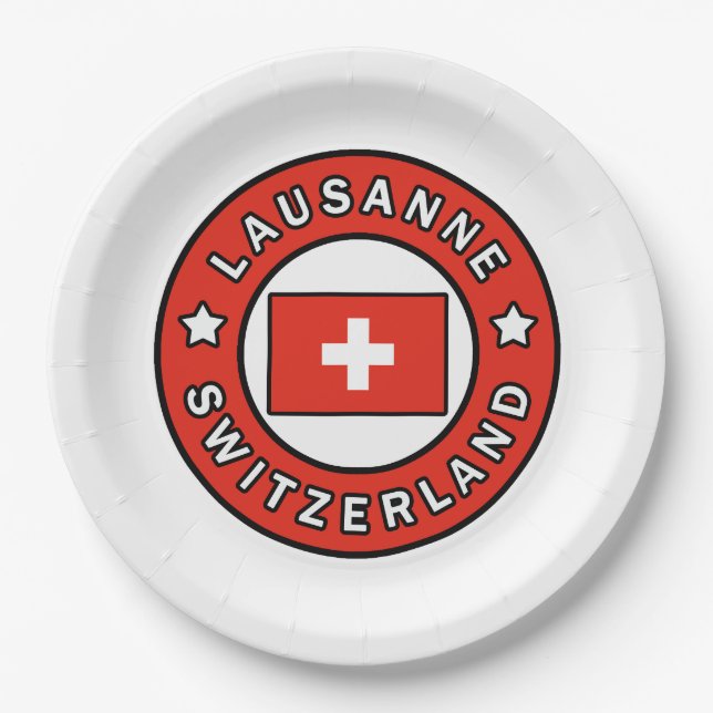 Lausanne Schweiz Pappteller (Vorderseite)