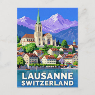 Lausanne Schweiz Reise Seeblicke Postkarte
