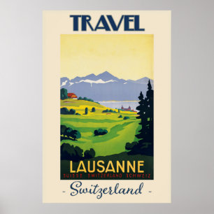 Lausanne Schweiz Vintage Reise Poster