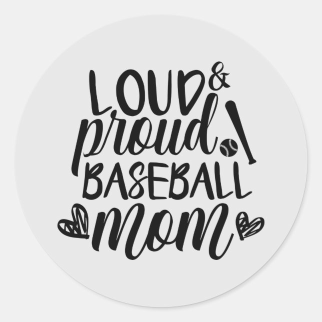 laute, stolze Baseball-Mama Runder Aufkleber (Vorderseite)