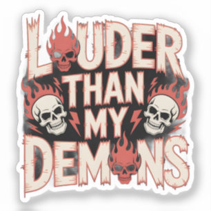Lauter als meine Dämonen: Gothic-Schädel und Flamm Aufkleber