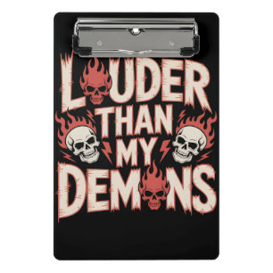 Lauter als meine Dämonen: Gothic-Schädel und Flamm Mini Klemmbrett