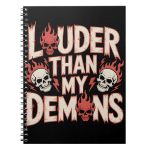Lauter als meine Dämonen: Gothic-Schädel und Flamm Notizblock