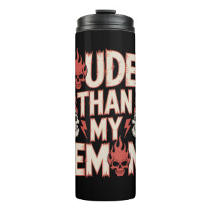 Lauter als meine Dämonen: Gothic-Schädel und Flamm Thermosbecher